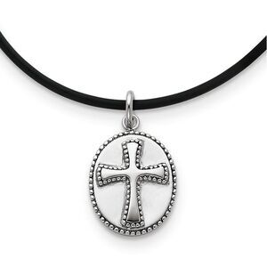 Boldness, Milgrain Cross Necklace in Sterling Silver